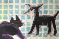Aquarelle_1999_Hund-und-Katz_67x45cm_vorhanden