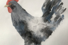 Hahn-SW-23Acryl-auf-Papier-20-x-20-cm