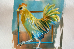 Hahn22-27-x27-cmBlauSiena-Aquarell-auf-Papier