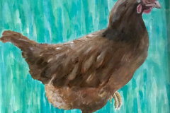 Henne-im-Gruenen-23-Acryl-auf-Nessel-45-x-46-cm.jpg-